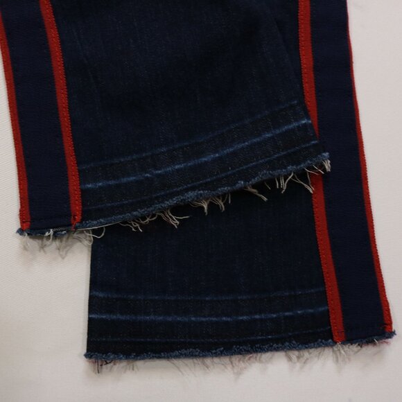 Veronica Beard Jeans Style JO720003 Carolyn Midnight Wash Red Stripe Button Fly - Picture 3 of 10